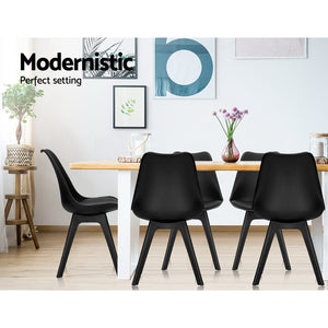 Ashley Rose Set of 4 Retro Padded Dining Chair - Black - Ashley Rose