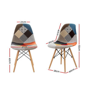 Ashley Rose Set of 4 Retro Beech Fabric Dining Chair - Multi Colour - Ashley Rose