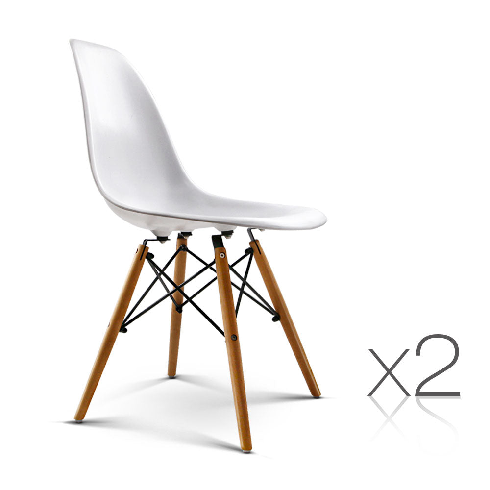 Ashley Rose Set of 2 Retro Beech Wood Dining Chair - White - Ashley Rose