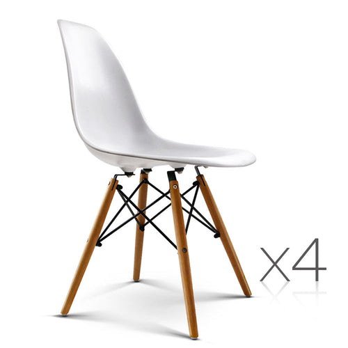 Ashley Rose Set of 4 Retro Beech Wood Dining Chair - White - Ashley Rose