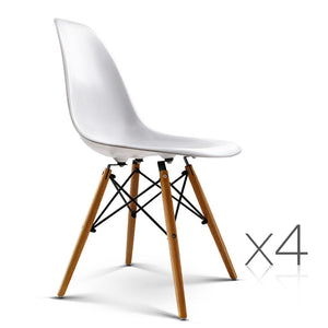 Ashley Rose Set of 4 Retro Beech Wood Dining Chair - White - Ashley Rose