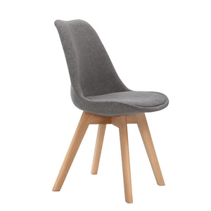 Ashley Rose Set of 2 Retro Beech Fabric Dining Chair - Light Grey - Ashley Rose