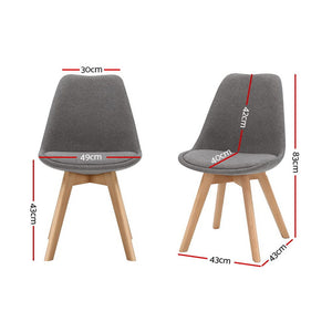 Ashley Rose Set of 2 Retro Beech Fabric Dining Chair - Light Grey - Ashley Rose