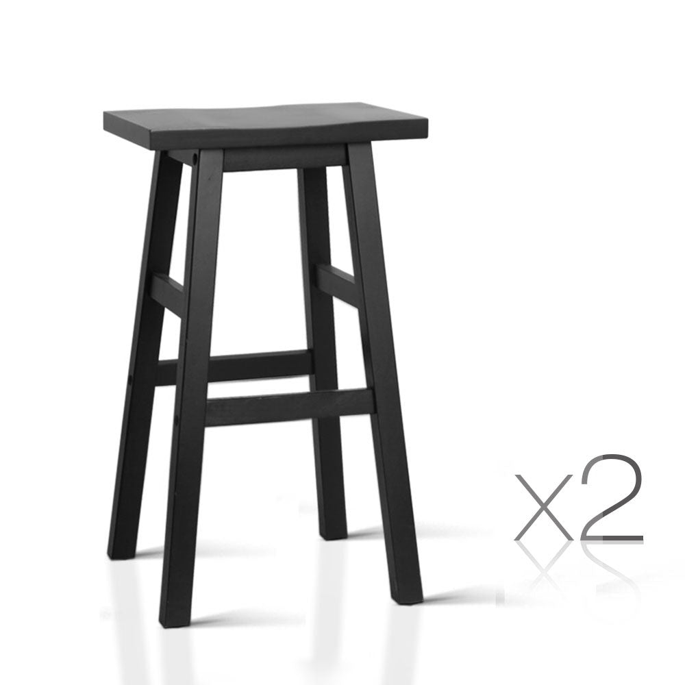 Ashley Rose Set of 2 Wooden Backless Bar Stools Black