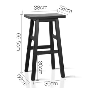 Ashley Rose Set of 2 Wooden Backless Bar Stools - Black - Ashley Rose