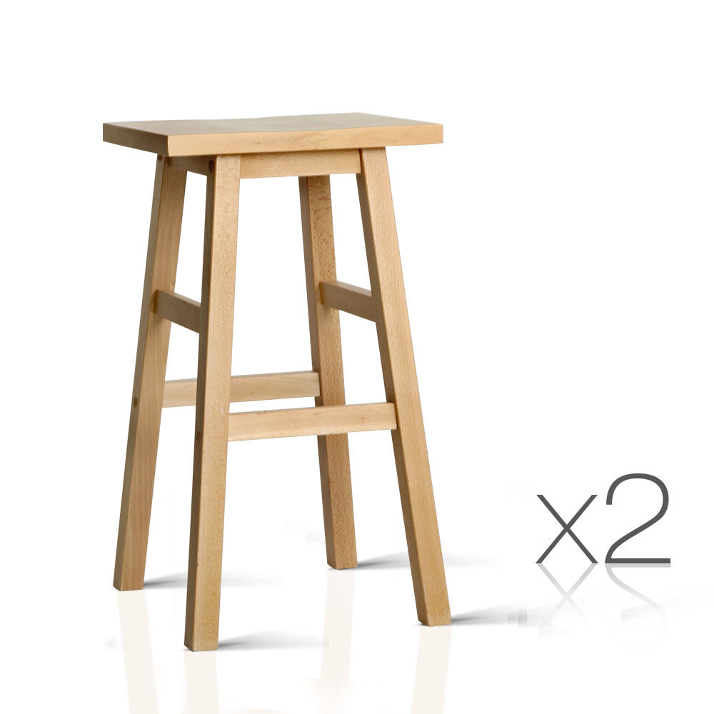 Ashley Rose Set of 2 Wooden Backless Bar Stools - Natural - Ashley Rose