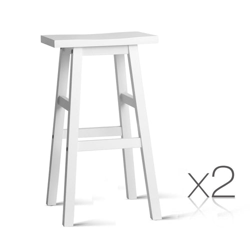 Ashley Rose Set of 2 Wooden Backless Bar Stools - White - Ashley Rose