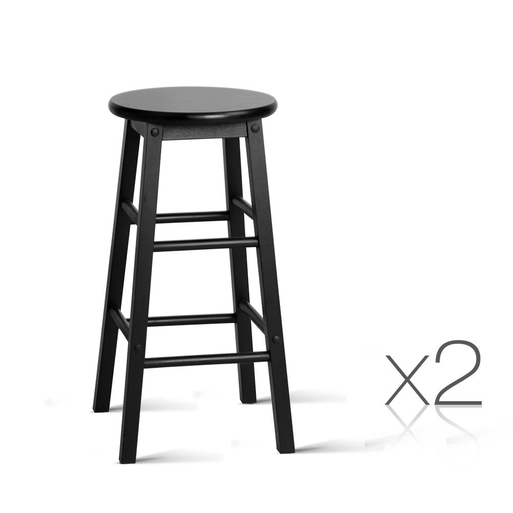 Ashley Rose Set of 2 Beech Wood Backless Bar Stools - Black - Ashley Rose