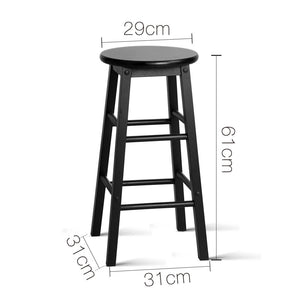 Ashley Rose Set of 2 Beech Wood Backless Bar Stools - Black - Ashley Rose