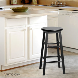 Ashley Rose Set of 2 Beech Wood Backless Bar Stools - Black - Ashley Rose