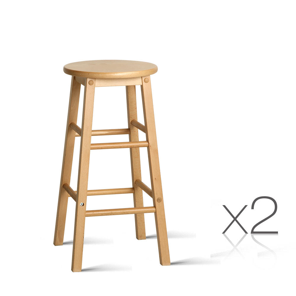 Ashley Rose Set of 2 Beech Wood Backless Bar Stools - Natural - Ashley Rose