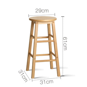 Ashley Rose Set of 2 Beech Wood Backless Bar Stools - Natural - Ashley Rose