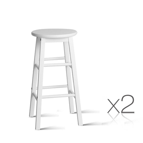 Ashley Rose Set of 2 Beech Wood Backless Bar Stools - White - Ashley Rose