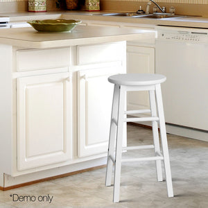 Ashley Rose Set of 2 Beech Wood Backless Bar Stools - White - Ashley Rose