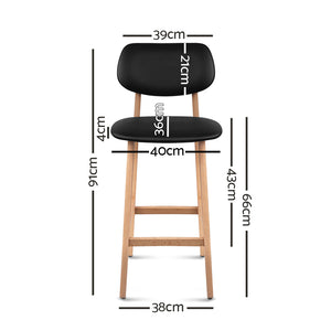 Ashley Rose Set of 2 PU Leather Ramsey Bar Stools - Black - Ashley Rose