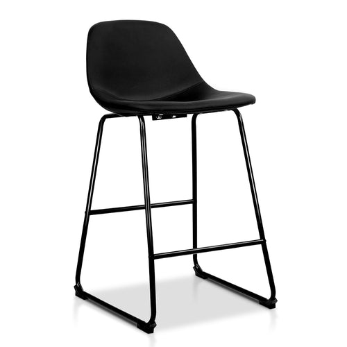 Ashley Rose Set of 2 PU Leather Crosby Bar Stools - Black - Ashley Rose