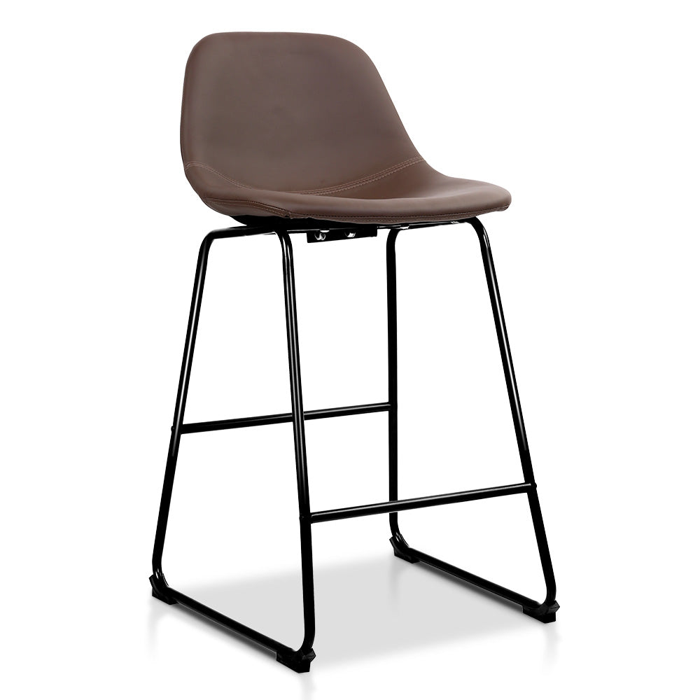 Ashley Rose Set of 2 PU Leather Crosby Bar Stools - Brown - Ashley Rose