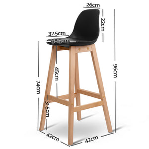 Ashley Rose Set of 2 Beech Wood Bar Stools - Black - Ashley Rose