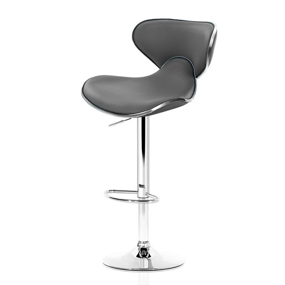 Ashley Rose 2x Bar Stools Gas lift Swivel Chairs Kitchen Leather Chrome Grey - Ashley Rose