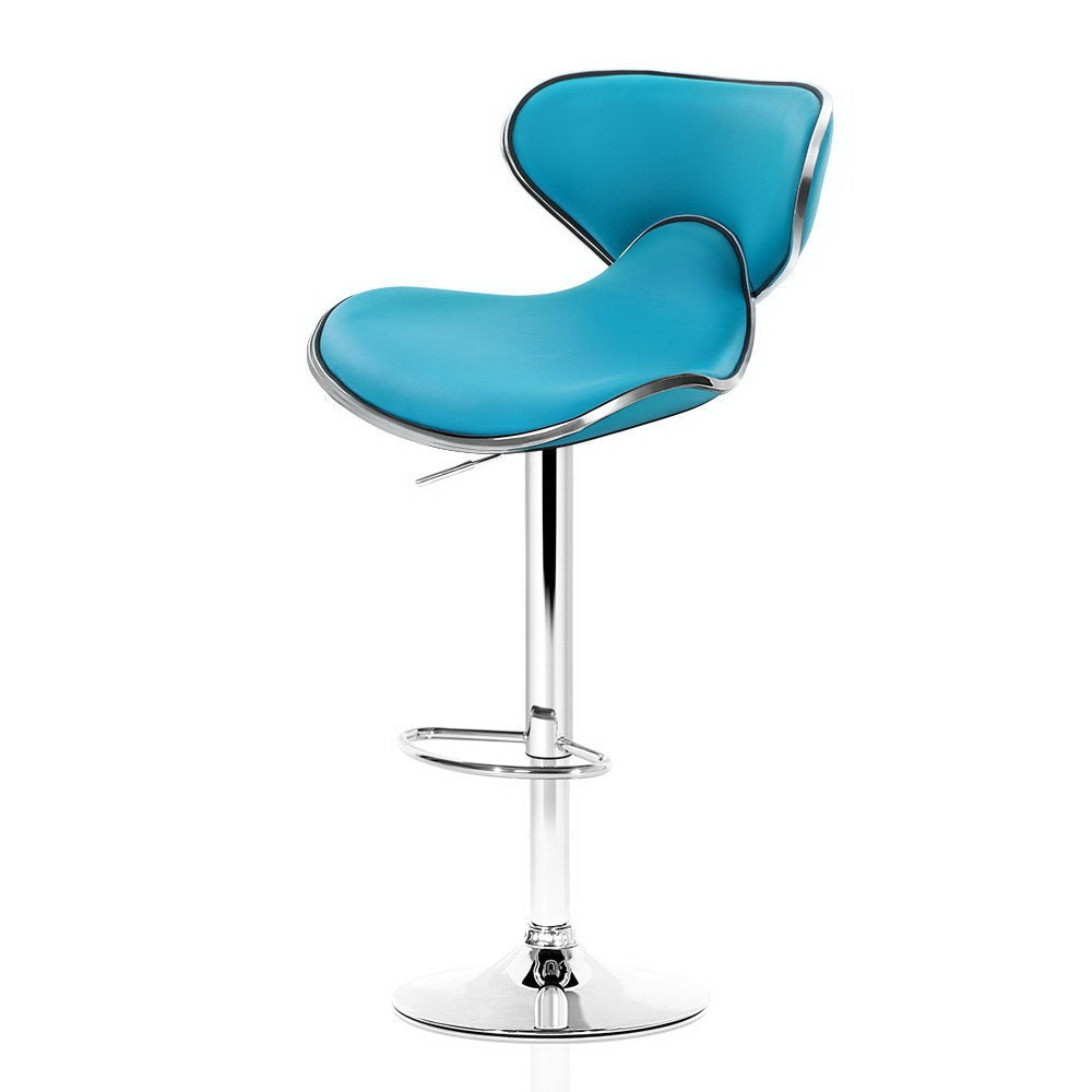 Ashley Rose 2x Bar Stools Gas lift Swivel Chairs Kitchen Leather Chrome Teal - Ashley Rose