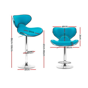 Ashley Rose 2x Bar Stools Gas lift Swivel Chairs Kitchen Leather Chrome Teal - Ashley Rose