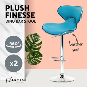 Ashley Rose 2x Bar Stools Gas lift Swivel Chairs Kitchen Leather Chrome Teal - Ashley Rose