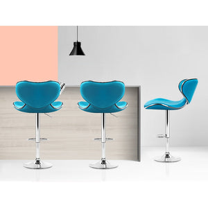 Ashley Rose 2x Bar Stools Gas lift Swivel Chairs Kitchen Leather Chrome Teal - Ashley Rose