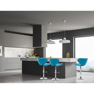 Ashley Rose 2x Bar Stools Gas lift Swivel Chairs Kitchen Leather Chrome Teal - Ashley Rose