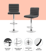 Load image into Gallery viewer, Ashley Rose 2x Gas lift Bar Stools Swivel Kitchen Chairs Leather Chrome Grey - Ashley Rose