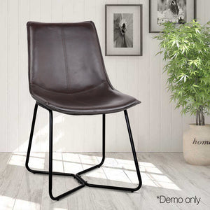 Ashley Rose Set of 2 PU Leather Dining Chair - Walnut - Ashley Rose