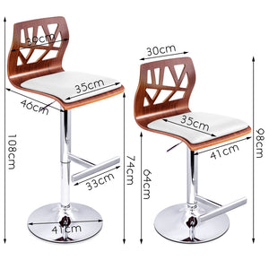 Ashley Rose Set of 2 Wooden Gas Lift  Bar Stools - White - Ashley Rose