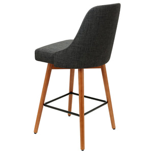 Ashley Rose 2x Wooden Bar Stools Swivel Bar Stool Kitchen Cafe Fabric Charcoal - Ashley Rose