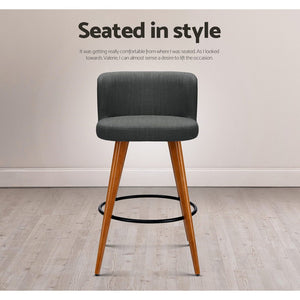 Ashley Rose 2x Wooden Bar Stools Modern Bar Stool Kitchen Fabric Charcoal - Ashley Rose