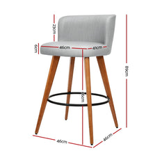 Load image into Gallery viewer, Ashley Rose 2x Wooden Bar Stools Modern Bar Stool Kitchen Fabric Light Grey - Ashley Rose