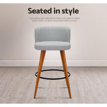 Load image into Gallery viewer, Ashley Rose 2x Wooden Bar Stools Modern Bar Stool Kitchen Fabric Light Grey - Ashley Rose