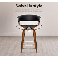 Load image into Gallery viewer, Ashley Rose 1x Swivel Bar Stools Wooden Bar Stool Kitchen Leather Black - Ashley Rose