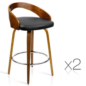 Ashley Rose Set of 2 Wooden Bar Stools - Black - Ashley Rose