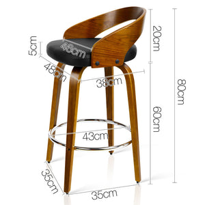 Ashley Rose Set of 2 Wooden Bar Stools - Black - Ashley Rose