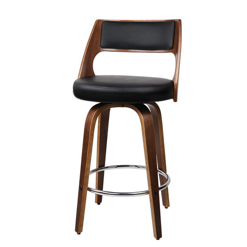 2xAshley Rose Wooden Bar Stools Swivel Bar Stool Kitchen Dining Chair Cafe Black 76cm - Ashley Rose