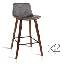 Load image into Gallery viewer, Ashley Rose Set of 2 PU Leather Bar Stools - Walnut - Ashley Rose