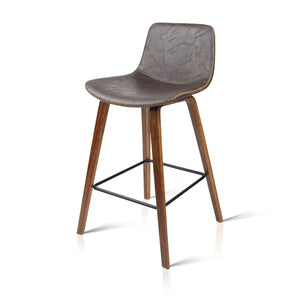 Ashley Rose Set of 2 PU Leather Bar Stools - Walnut - Ashley Rose