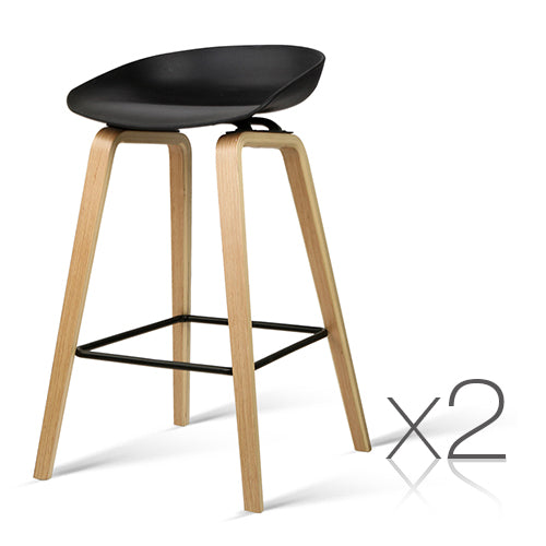 Ashley Rose Set of 2 Wooden Backless Bar Stools - Black - Ashley Rose