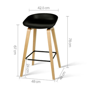 Ashley Rose Set of 2 Wooden Backless Bar Stools - Black - Ashley Rose