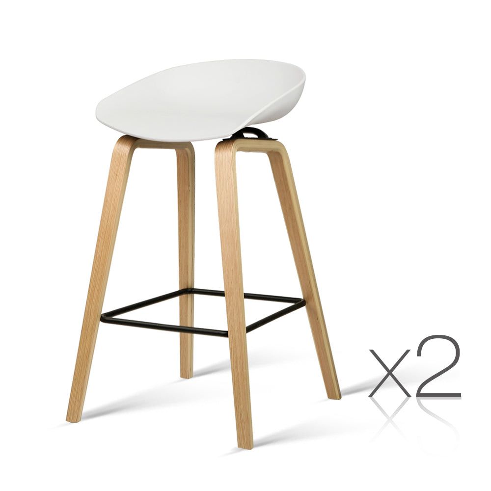 Ashley Rose Set of 2 Wooden Backless Bar Stools - White - Ashley Rose