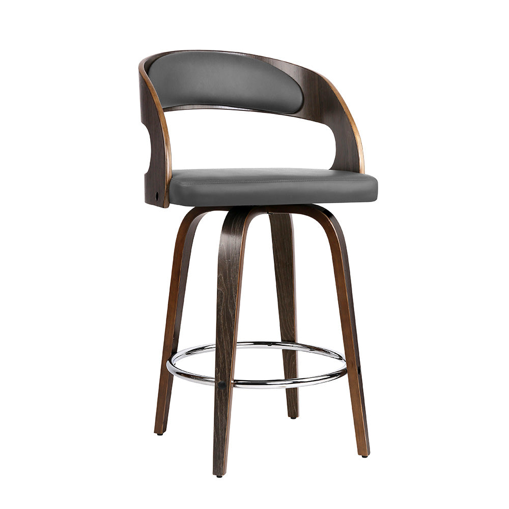 Ashley Rose Set of 2 Walnut Wooden Bar Stool - Grey and Walnut - Ashley Rose