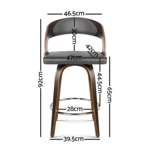 Ashley Rose Set of 2 Walnut Wooden Bar Stool - Grey and Walnut - Ashley Rose