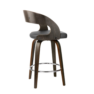 Ashley Rose Set of 2 Walnut Wooden Bar Stool - Grey and Walnut - Ashley Rose