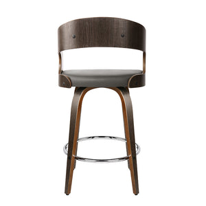 Ashley Rose Set of 2 Walnut Wooden Bar Stool - Grey and Walnut - Ashley Rose