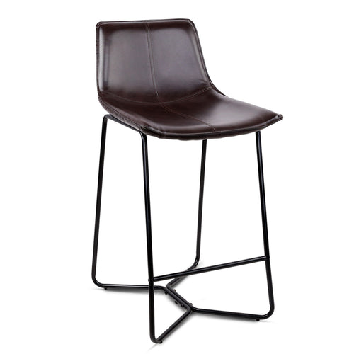 Ashley Rose Set of 2 PU Leather Bar Stools - Metal Black - Ashley Rose