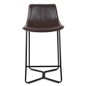 Ashley Rose Set of 2 PU Leather Bar Stools - Metal Black - Ashley Rose